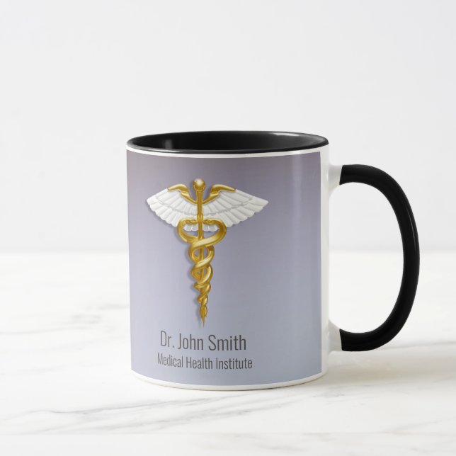 Medical Elegant Gold Caduceus White Wings Tasse (Rechts)