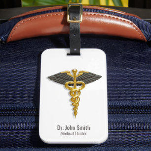 Medical Gold Caduceus Black Wings Klasse Elegant Gepäckanhänger