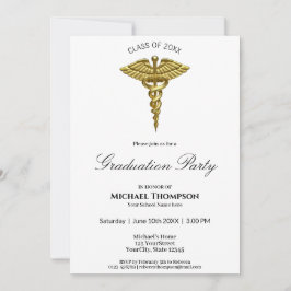 Medical Gold Caduceus White Abschluss Einladung