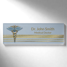 Medical Gold Imitate Foil Streifen Light Blue Cadu Namenschild