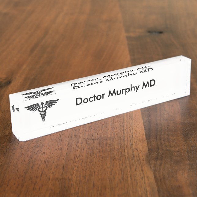 Medical Insignia Caduceus White Namensplakette (Seite)