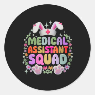 Medical Istant Squad Lustiger Süßer Osterhase E Runder Aufkleber