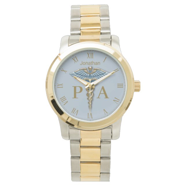 Medical Light Blue Caduceus PA Arztassistent Armbanduhr (Vorderseite)