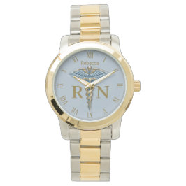 Medical Light Blue Caduceus Registered Nurse RN Armbanduhr