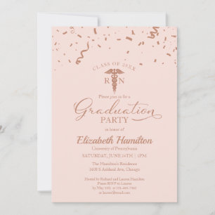 Medical Nursing School Grad Party Rose Gold Einladung
