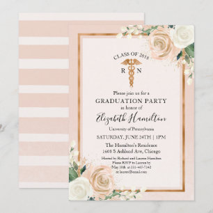 Medical Nursing School Graduation Party Rose Gold Einladung