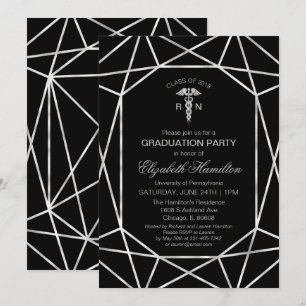 Medical Nursing School Graduation Party Silver Einladung