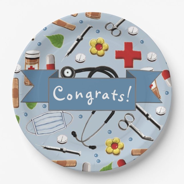 medical school graduation paper plate pappteller (Vorderseite)