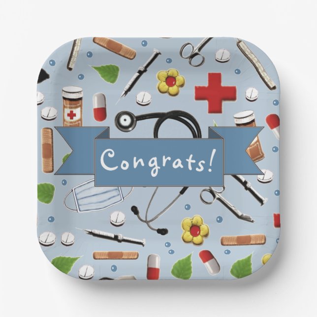 Medical School Graduation Party Pappteller (Vorderseite)