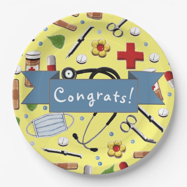 Medical School Graduation Party Pappteller (Vorderseite)