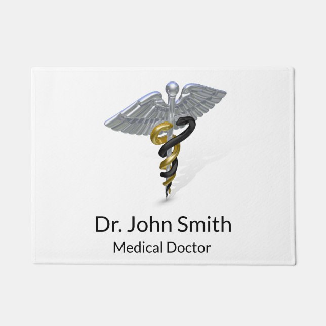 Medical Silver Caduceus Black Gold - Doormat Fußmatte (Vorderseite)