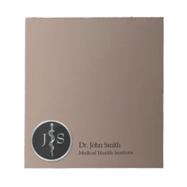 Medical Silver Classy Noble Rod of Asclepius Notizblock