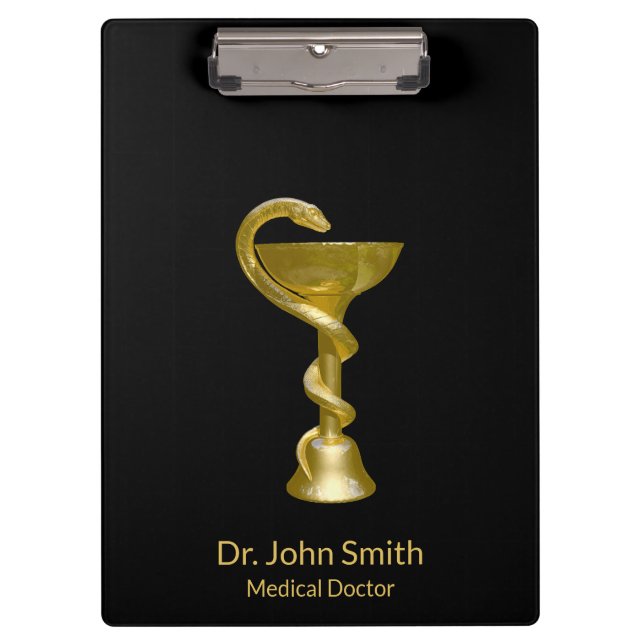 Medical Snake Bowl Hygieia Gold Caduceus Klasse Klemmbrett (Vorderseite)