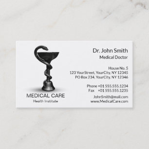 Medical Snake Bowl Hygieia White Black Caduceus Visitenkarte