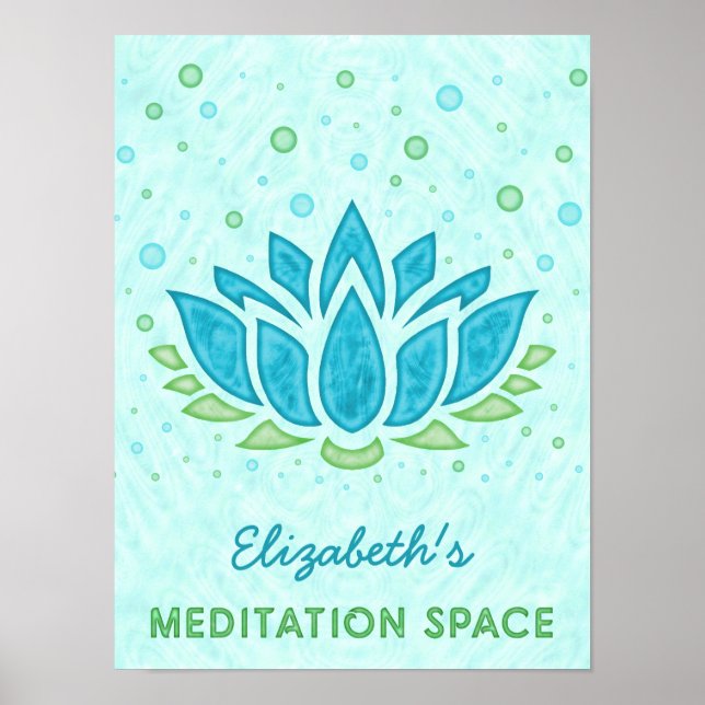 Medical Space Blue Lotus Blume Zen | Name Poster (Vorne)