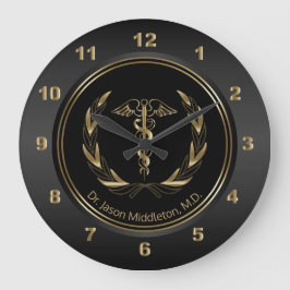 Medical Symbol - Black and Gold Große Wanduhr