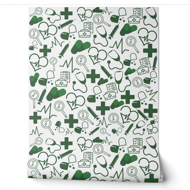 Medical Theme green Peel Stick Health Care Decor Tapete (Abrollen)