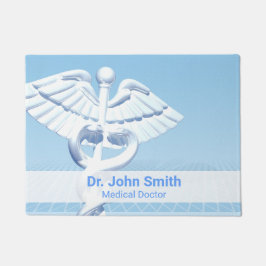 Medical White 3D Caduceus Blue Design Fußmatte