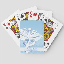 Medical White 3D Caduceus Blue Design Spielkarten