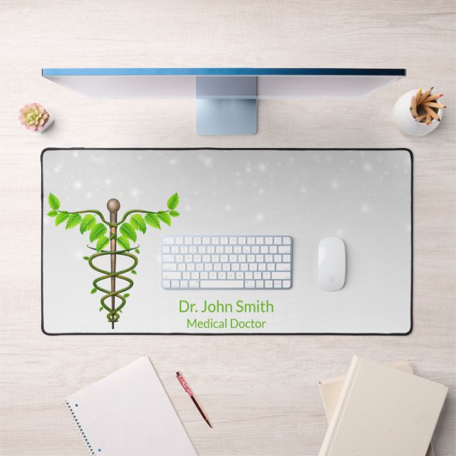 Médicale Alternative Caduceus Green Feuilles Blanc (Bureau 1)