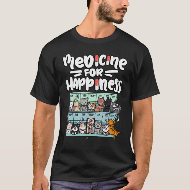 medicine for happiness pill box animals cat breeds T-Shirt (Vorderseite)