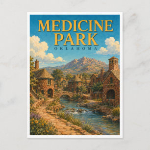 Medicine Park Oklahoma Cobblestone Village GeoSaga Postkarte