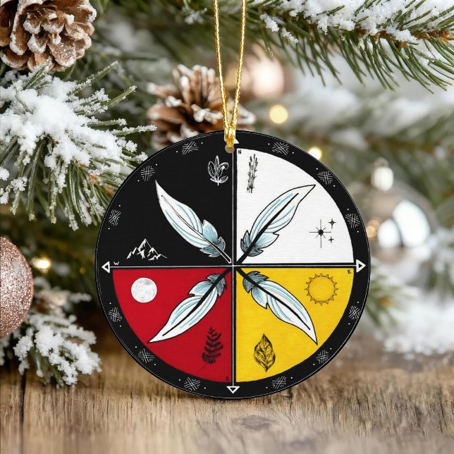 Medicine Wheel Mandala Round Indigenous Keramik Ornament (Von Creator hochgeladen)