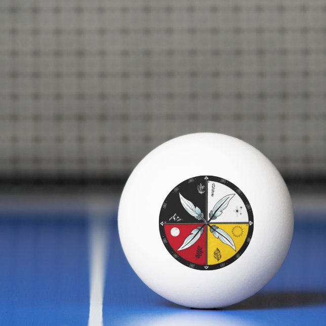 Medicine Wheel Mandala Round Indigenous Tischtennisball (Netto)