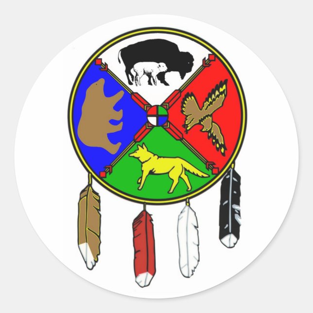 Medicine Wheel - White Buffalo Woman Runder Aufkleber (Vorderseite)