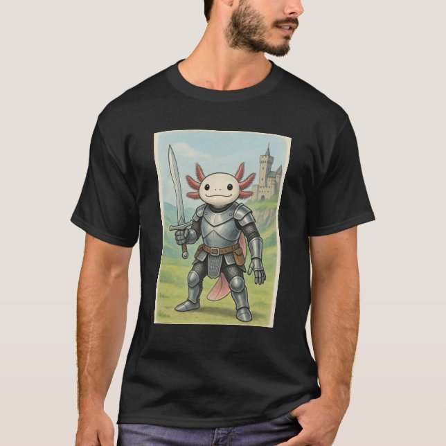 Medieval Axolotl Knight T-Shirt (Vorderseite)