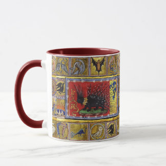 MEDIEVAL BESTIARY,BLACK HEDGEHOG KING and ANIMALS  Tasse