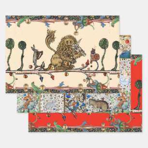 MEDIEVAL BESTIARY MACHEN MUSIC Violinist Lion, Har Geschenkpapier Set