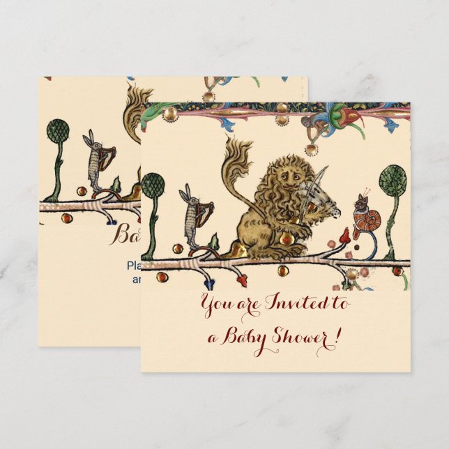 MEDIEVAL BESTIARY MUSIC Violinist Lion Baby Shoote Einladung (Vorne/Hinten)