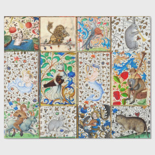 MEDIEVAL BESTIARY PLAYING MUSICAL INSTRUMENTS GESCHENKPAPIER