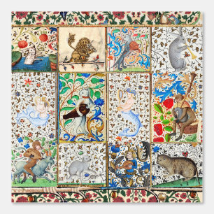 MEDIEVAL BESTIARY PLAYING MUSICAL INSTRUMENTS TAPETE