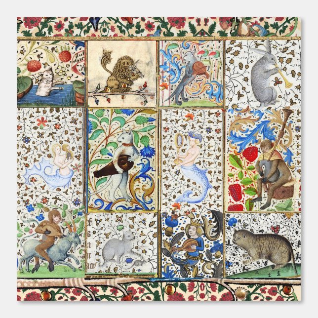 MEDIEVAL BESTIARY PLAYING MUSICAL INSTRUMENTS TAPETE (Vorderseite)