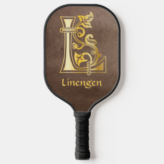 Medieval Botanical Decorative Capital L Pickleball Schläger