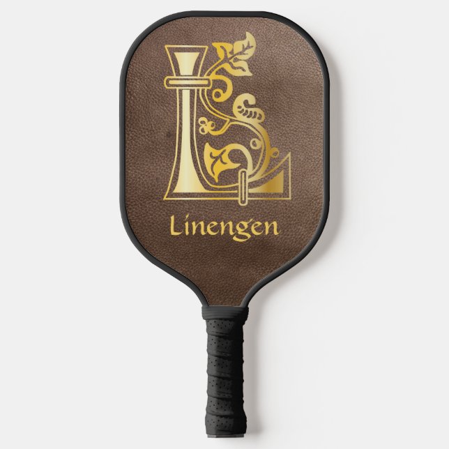 Medieval Botanical Decorative Capital L Pickleball Schläger (Vorderseite)