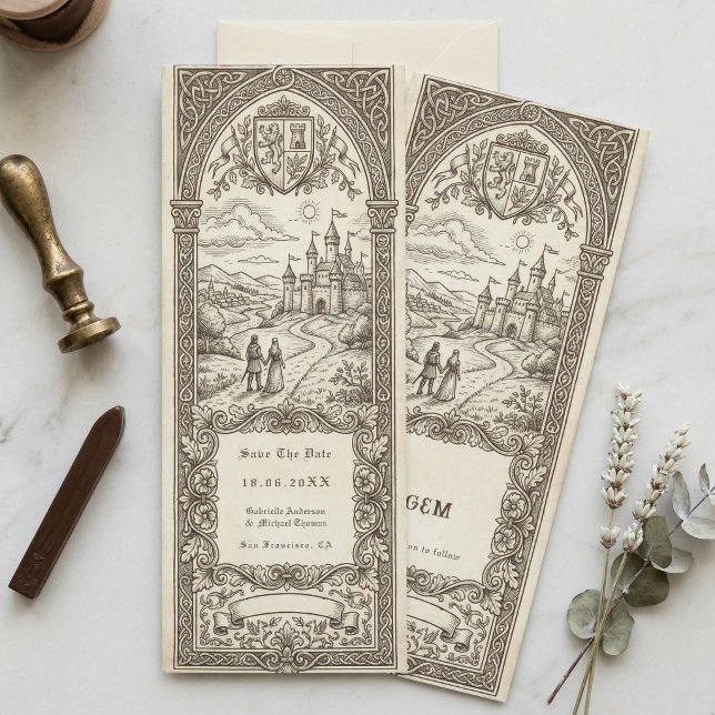 Medieval Crest Wedding Bookmark Save The Date Einladung (Von Creator hochgeladen)