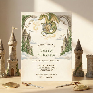 Medieval Dragon Castle Birthday Party Einladung