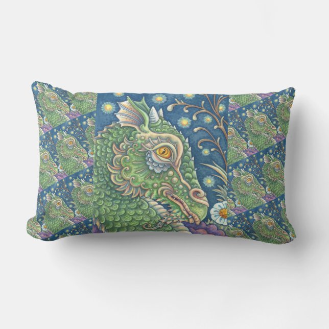 MEDIEVAL DRAGON HEAD PORTRAIT, WHIMSICAL FANTASY LENDENKISSEN (Vorderseite)