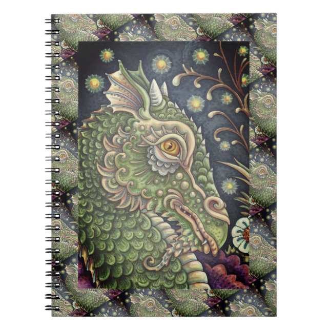 MEDIEVAL DRAGON HEAD PORTRAIT, WHIMSICAL FANTASY NOTIZBLOCK (Vorderseite)
