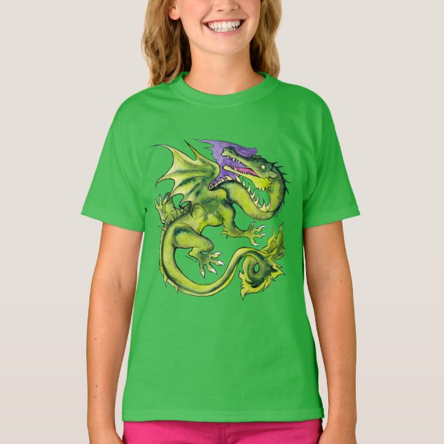 Medieval Dragon Sap Green T-Shirt (Vorderseite)
