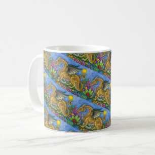 MEDIEVAL DRAGON & YOUNG, FARBIG FOLGART GARDEN KAFFEETASSE
