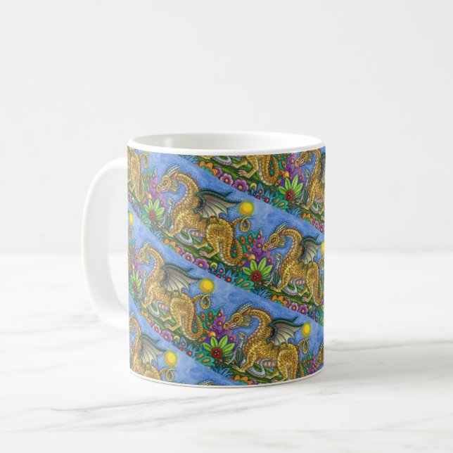 MEDIEVAL DRAGON & YOUNG, FARBIG FOLGART GARDEN KAFFEETASSE (Vorderseite Links)