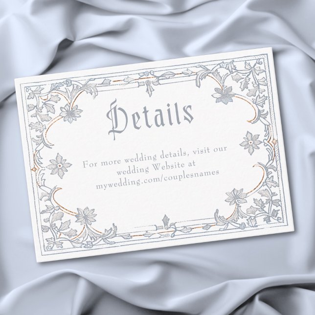 Medieval Fantasy Frame Blue Gold Etching Wedding Begleitkarte (Medieval Fantasy Frame Blue Gold Etching Wedding Enclosure Card)