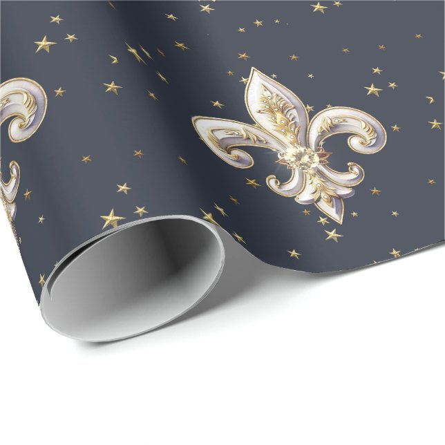 Medieval Fleur-de-Lis Wrapping Paper Geschenkpapier (Rolleneckpunkt)