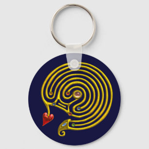 MEDIEVAL GOLD HYPER LABYRINTH MIT GEMSTONES Blue Schlüsselanhänger
