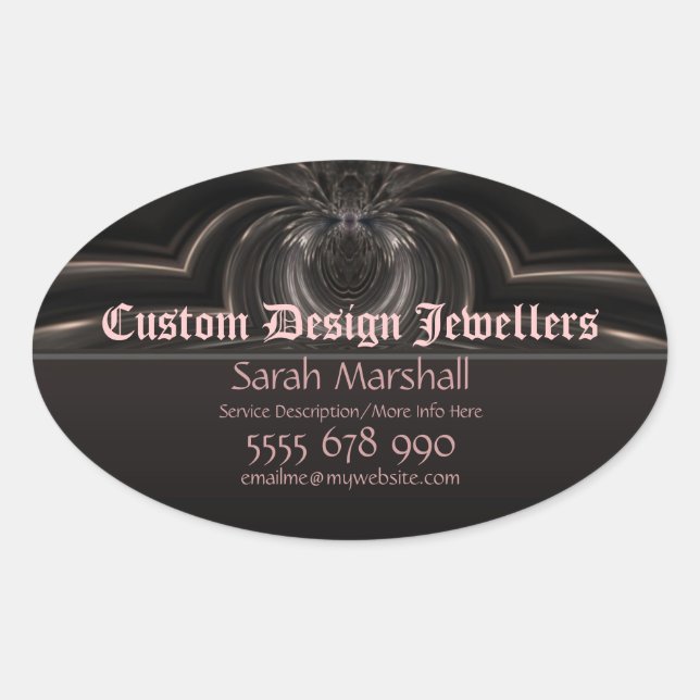 Medieval Goth Fantasy Juwelers Promotionssticke Ovaler Aufkleber (Vorderseite)