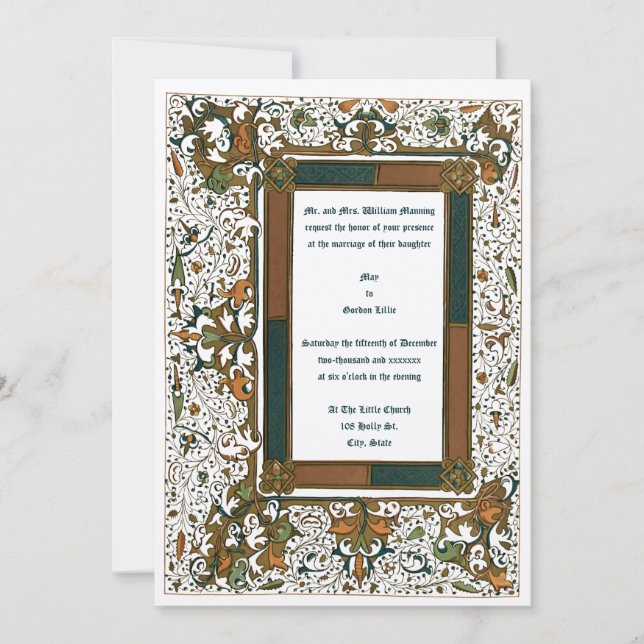 Médiéval Illuminé mariage Invitations Modèle (Devant)